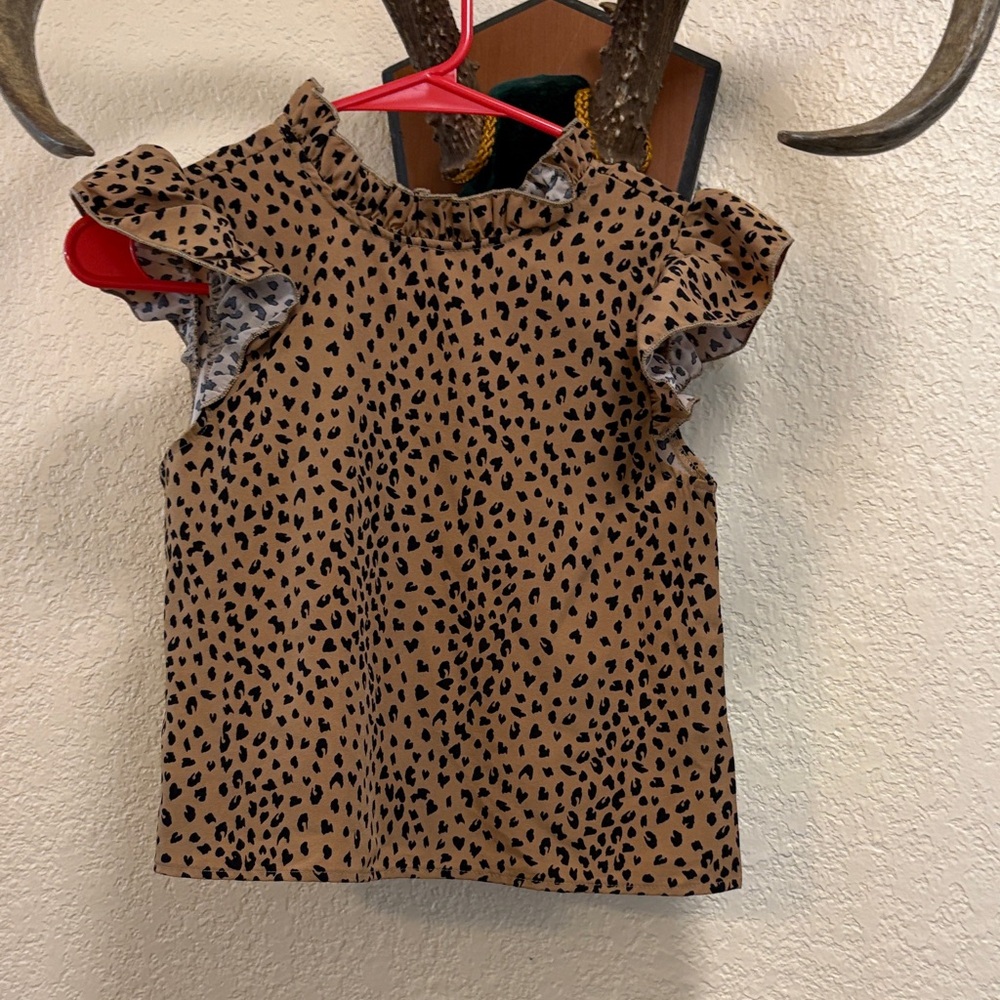 SHEIN Brown Leopard Print Kids Blouse